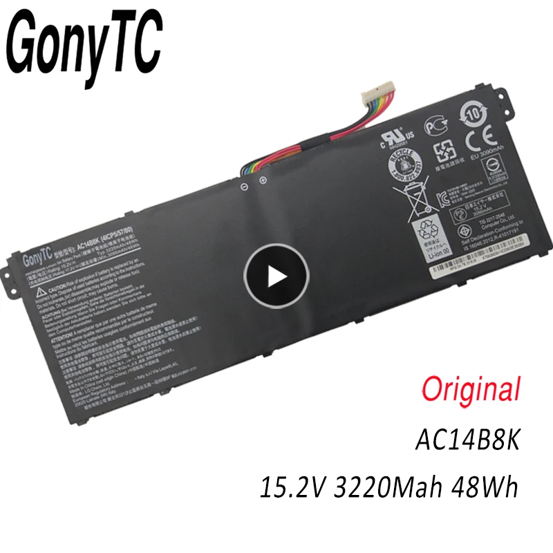 Original Genuine AC14B8K Battery For Acer Aspire R3 E3-111 E3-112 CB3-111 CB5-311 ES1-511 ES1-512 (4ICP5/57/80) 15.2V 48WH