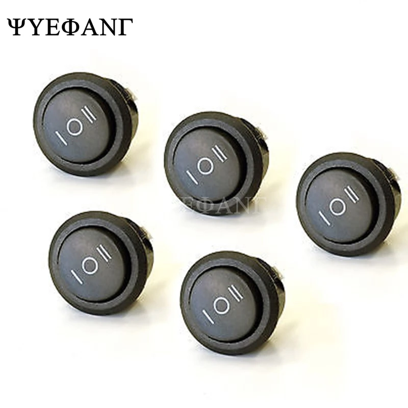 10Pcs 23mm Round Black 3 Pin 10A/125V 6A/250V AC 3 Position SPDT ON-OFF-ON Rocker Switch Snap-in