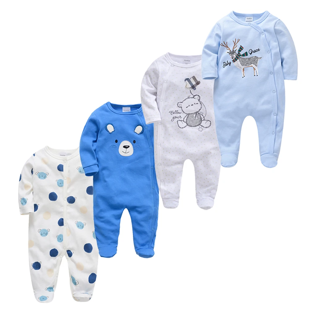 Kavkas Baby Boy Rompers 3 4 Pcs/lot Newborn Cotton Girls Clothes Long Sleeve Summer Soft Jumpsuit O-neck 0-12m Onesie Clothing