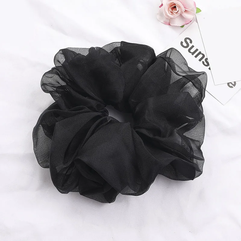 2022 sommer Organza Scrunchies Frauen Elastische Haarband Koreanische Elegante Pferdeschwanz Halter Gummi Krawatte Band Haar Zubehör Großhandel – Detail 22