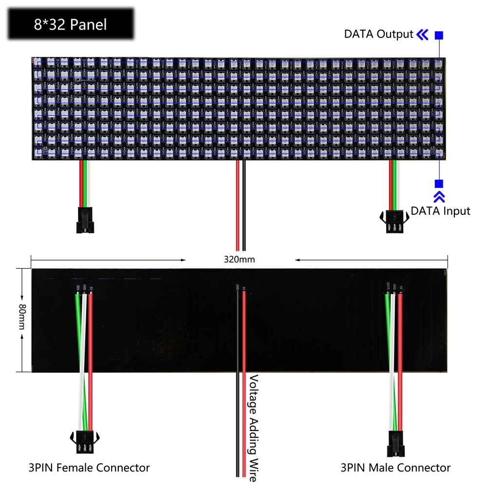 Imagem -04 - Painel de Tela de Led Dc5v 50rgb Ws2812b 8*8 16*16 8*32 Pixels Digital Flexível Programável Individualmente Cor Completa