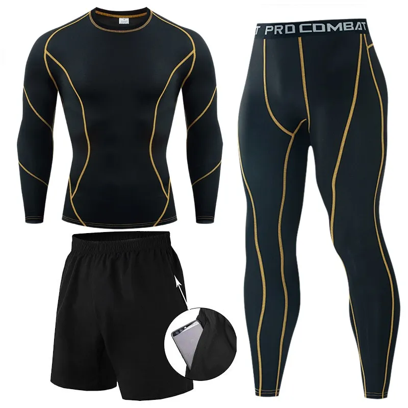 

Men's Compression Boxing Shirts Suits Gym Tights Training Clothes Workout Jogging Sports Set Running Rashguard Tracksuit For Men