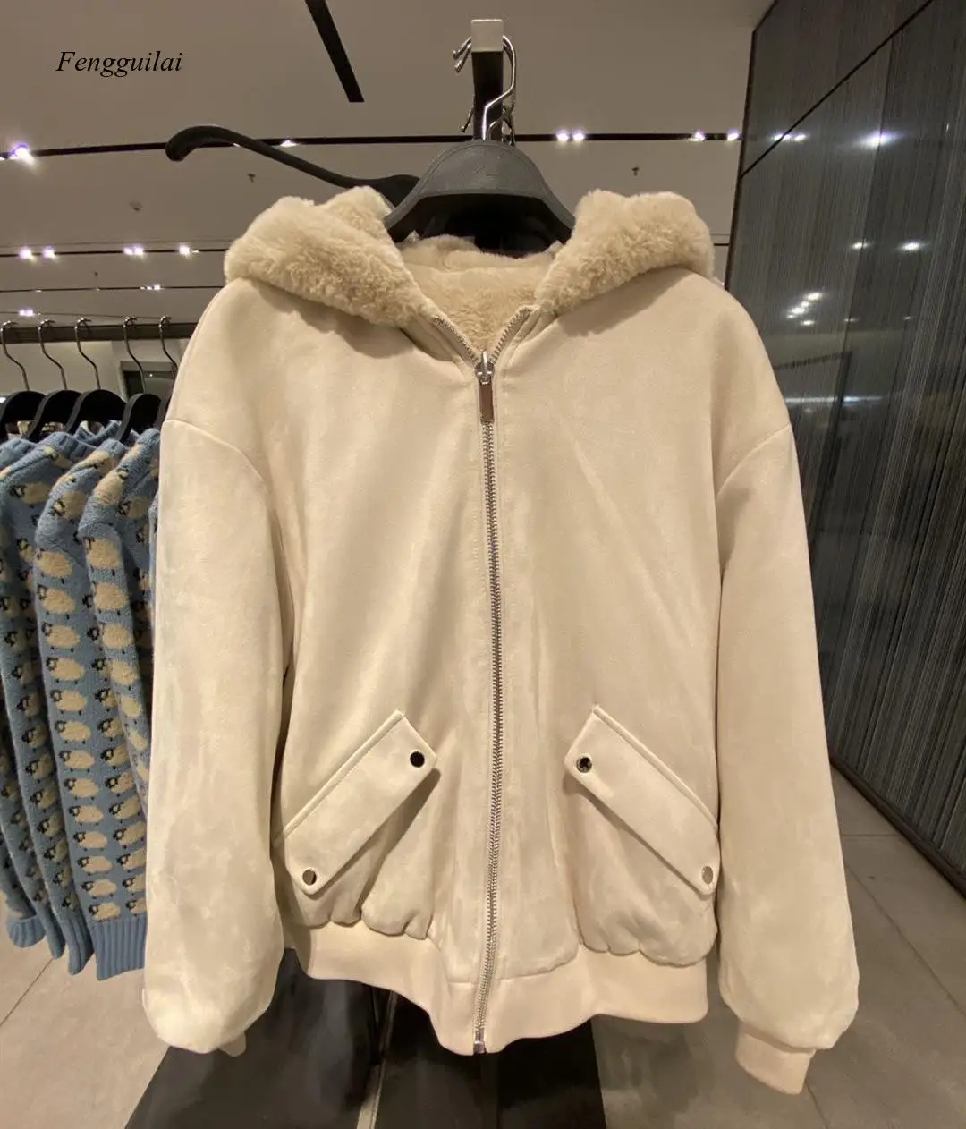 Manteau d'hiver en peluche à capuche pour femme, de haute qualité, élégant et ample, 2021