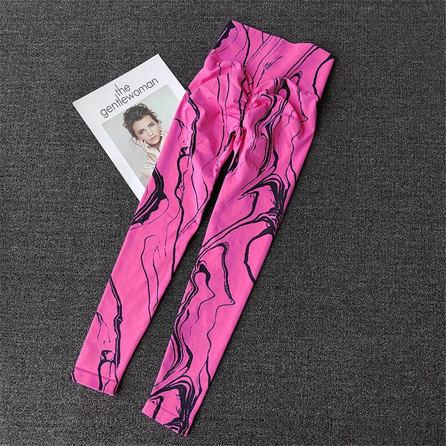 2024 Stripe Women Peach Scrunch Seamless Tummy Control Yoga Pants Gym Tights High Waist Sport Leggings Running Pants