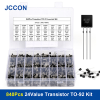 840Pcs 24Value x 35Pcs Transistor TO-92 Assorted Kit Transistors (2N2222A-BC558) Low Power Transistor Assortment Set