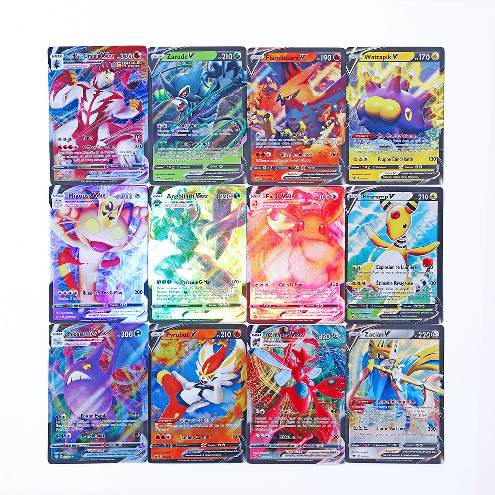 20PCS French Version Pokemon Cards V GX MEGA TAG TEAM EX Game Battle Card