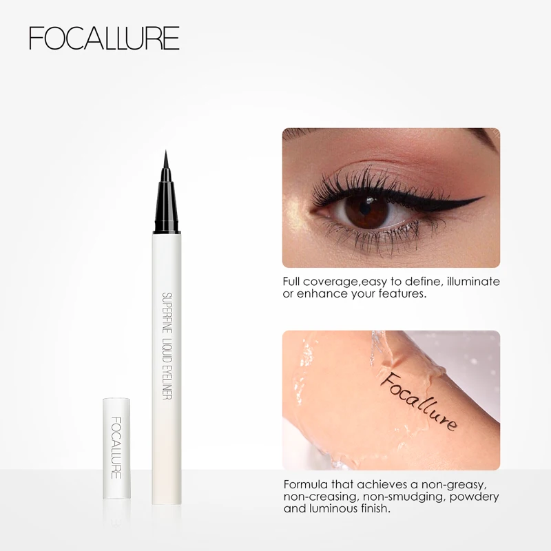 Focallure Liquid Waterproof Eyeliner Pencil Makeup Soft Black Long Lasting Women Extra FineProfessional Eyes Liner Cosmetics