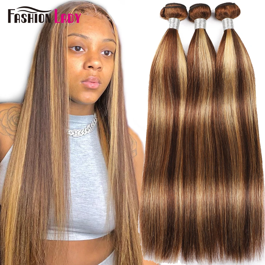 Mode Dame Pre Farbige Brasilianische Haar Gerade Bundles P4/27 Highlight Menschliches Haar Bundles 3/4 bundles Nicht-Remy haar