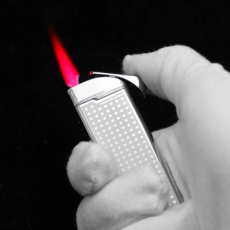 Metal Lighter Outdoor Windproof Red Flame Jet Lighter Refillable Butane Gas Cigar Lighters Without Gas