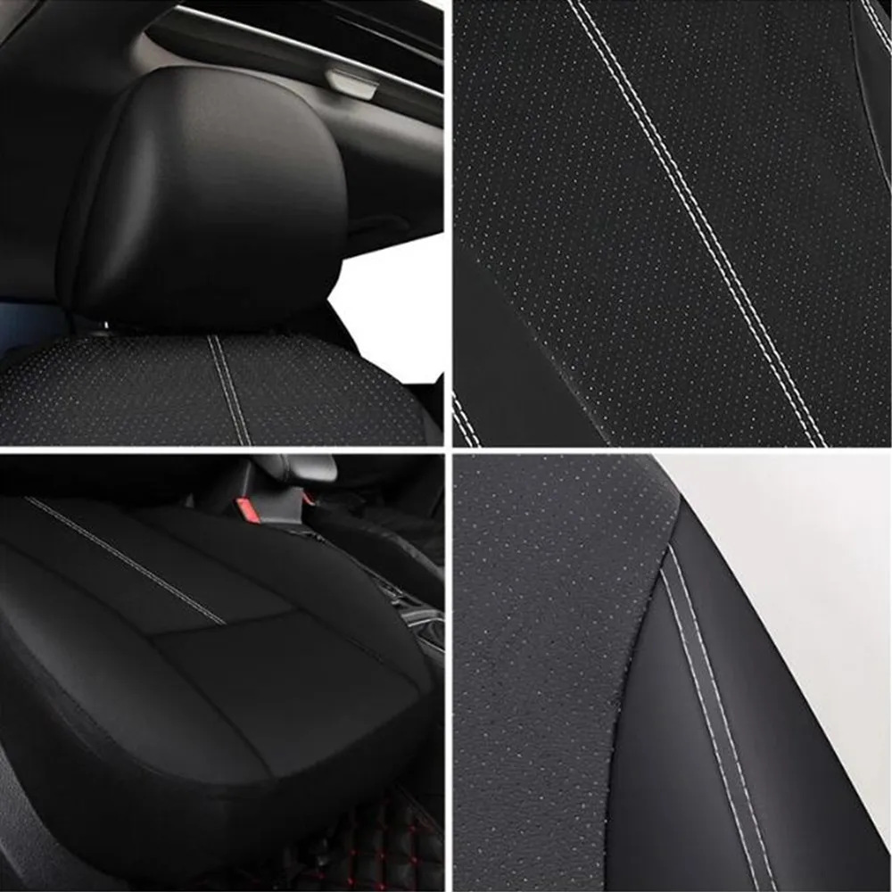 Universal Car Seat Cover Protector PU Leather Front & Rear Seat Back Cushion Pad Mat Backrest for Auto Interior Truck SUV Sedan