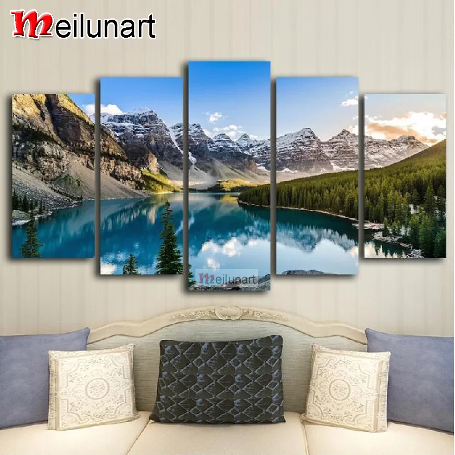 Snow mountain lake scenery 5 piece diy diamond painting kits full square round drill diamond embroidery sale decoration AS0993