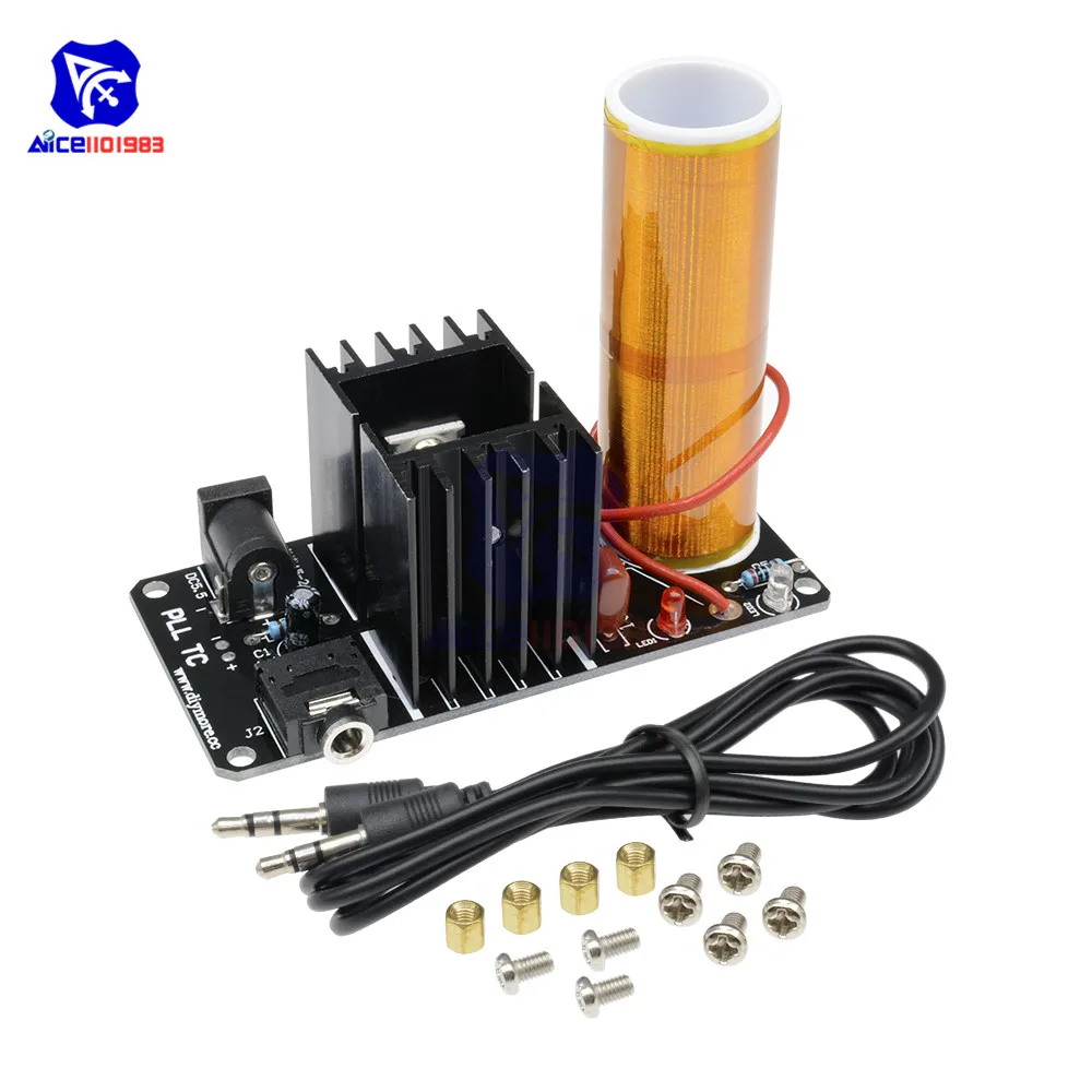 diymore Mini Tesla Coil Plasma Speaker Stereo Module 15W DC 15 -24V with AUX Cable