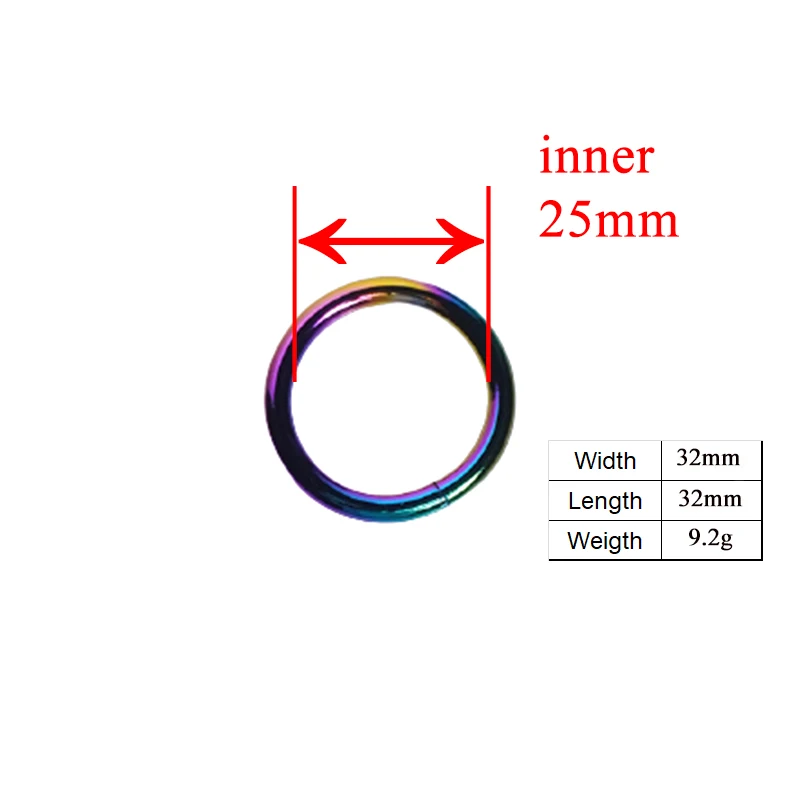 Metal non-welded rainbow O-ring suitable for 25mm backpack with high quality webbing bag dog collar accessories OR25R