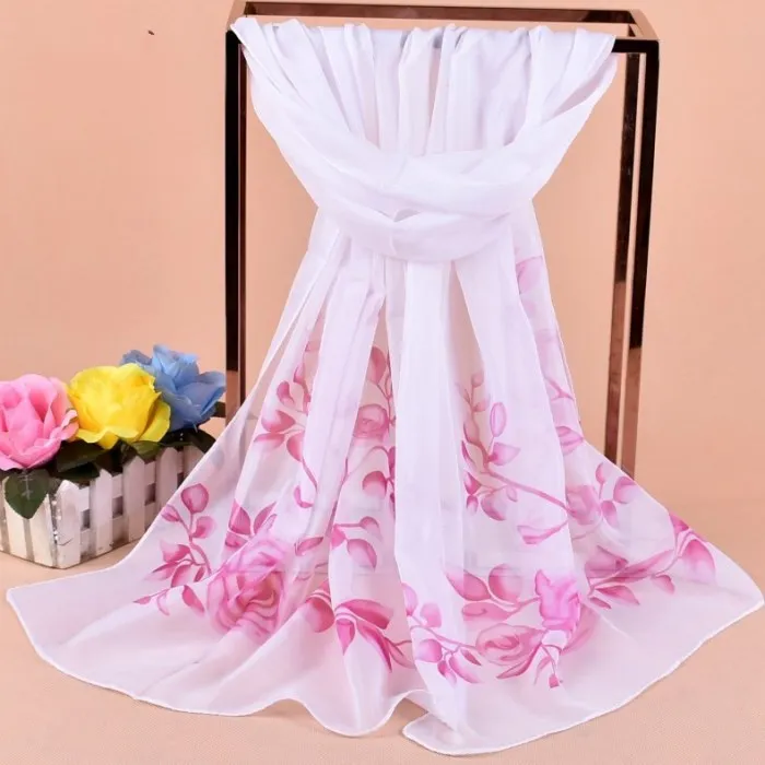New Women Chiffon Silk Scarfs Fashion Spring Square Polyester Scarves Print Flowers Shawl Summer Shawls and Hijabs