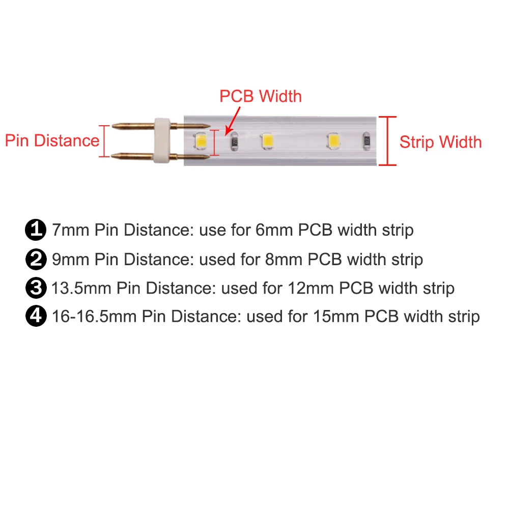 2 pin L T shape  Corner connector middle plug With Copper needle for 110V 220V LED Strip 5050 3014 2835 single color