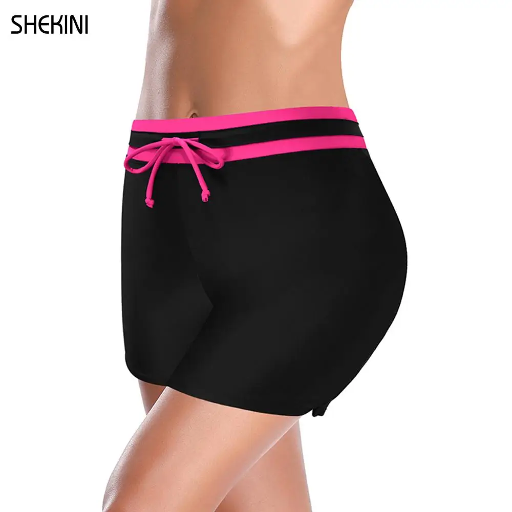 SHEKINI pantaloncini da bagno a contrasto di colore da donna fondo Bikini a vita alta con coulisse regolabile