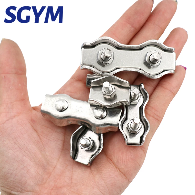 2pcs 2mm 3mm 4mm 5mm 6mm Clip 304 Stainless Steel Wire Rope double Grip  Cable Clamps Caliper