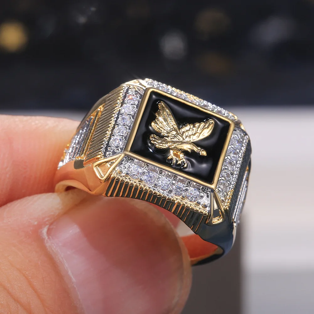 Bohemia Domineering Soldier Badge Armor Men\'s Ring Vintage Punk 14k gold Handmade Carved Rings gold jewelry 18k