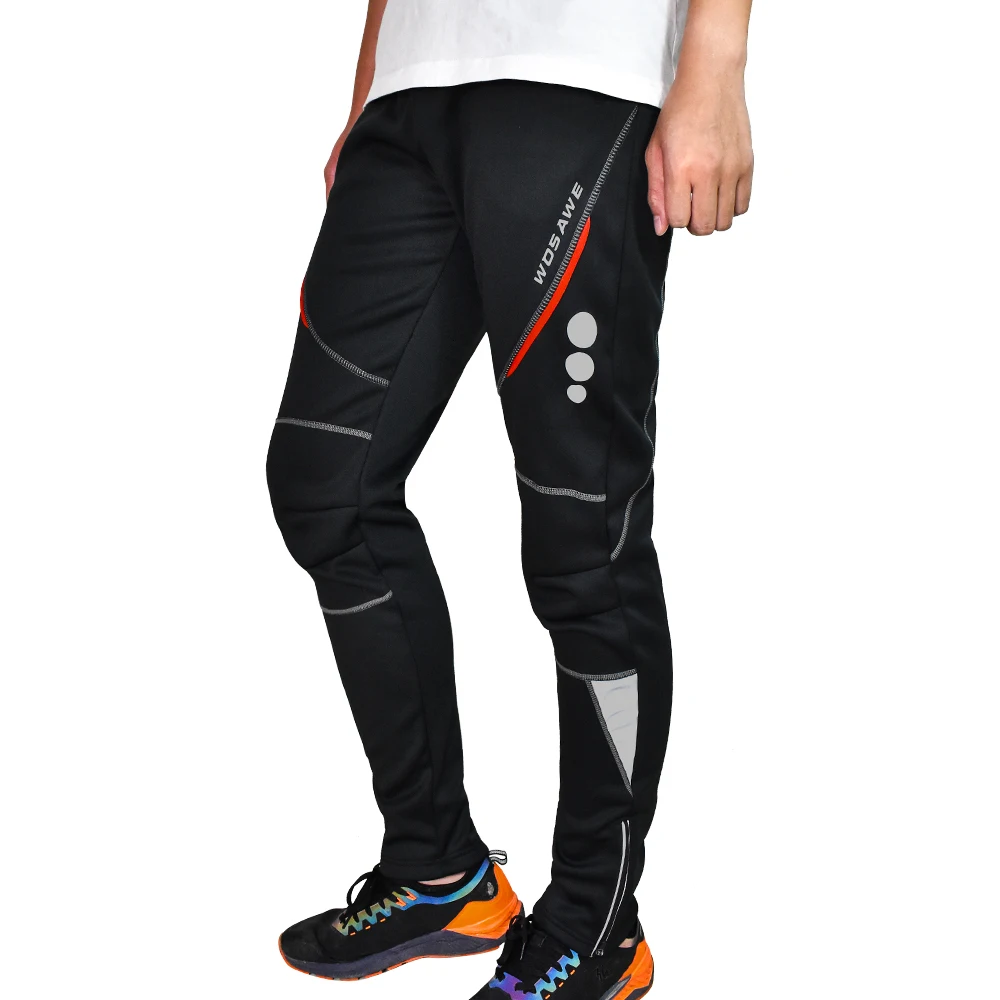 Wosawe men esporte ciclismo calça respirável inverno velo calças bicicleta ciclo de equitação roupas bicicleta pesca calças fitness