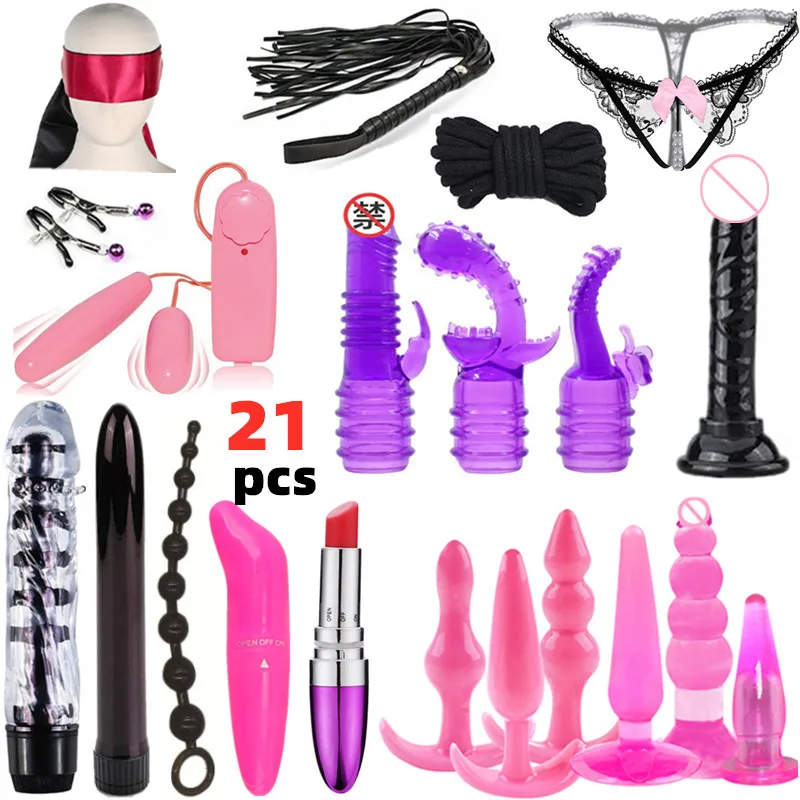 Sex Toys For Couples Erotic Vibrator Anal Bead Butt Plug Whip Rope G Spot Stimulator Dildo BDSM Anal Plug Set Fetish Adult Game