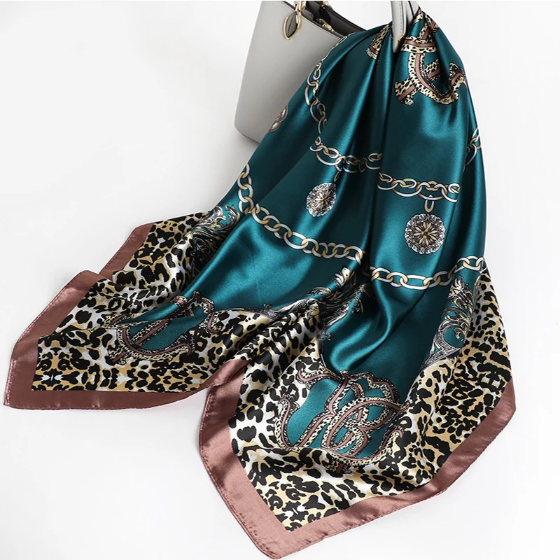 

Fashion Paisley Print Kerchief Silk Satin Hijab Scarf For Women Square Shawls Wraps 90*90cm Bandana Head Neck Scarfs For Ladies