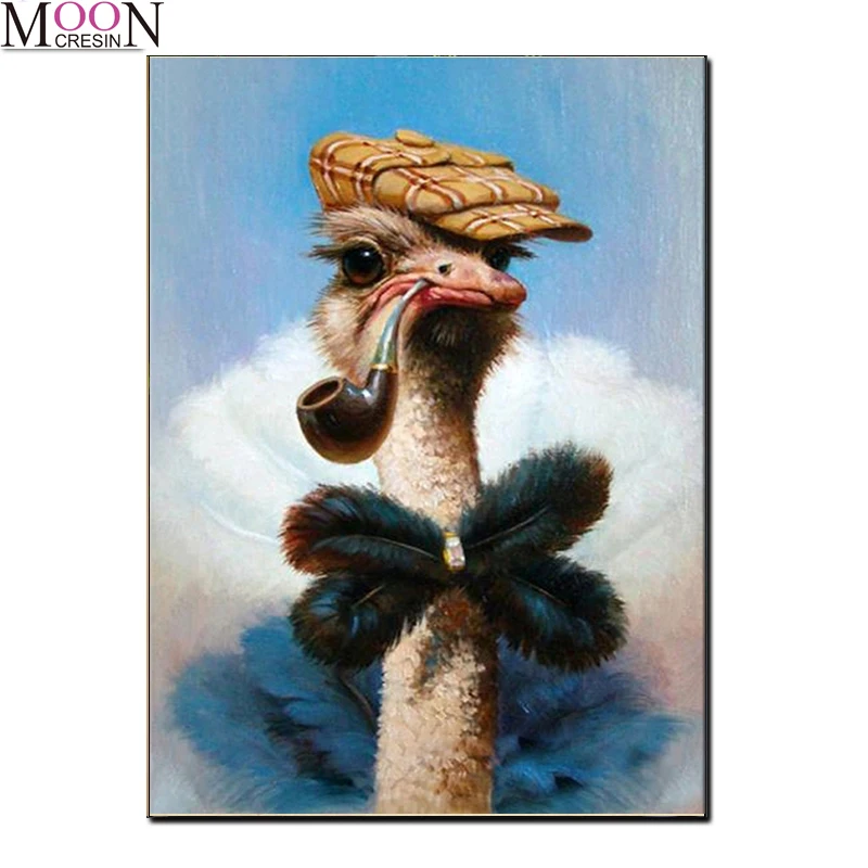 

2021 5D Diy Diamond Painting Animal Ostrich Embroidery Cross Stitch Mosaic Full Square Round Drill Rhinestones Home Decor Needle