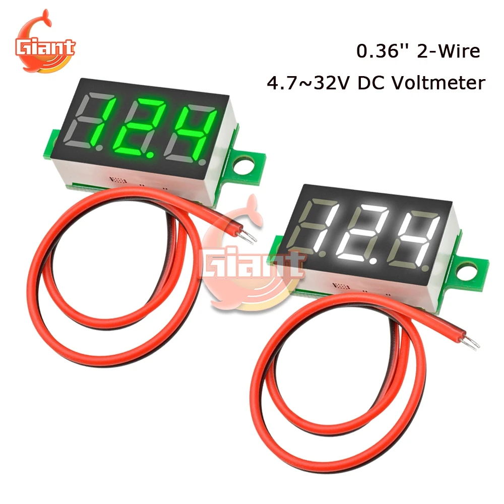 0.36 Inch Mini Digital Voltmeter LED Display Voltage Indicator Voltage Meter Adjustable Volt Detector Tester Monitor DC 4.7-32V