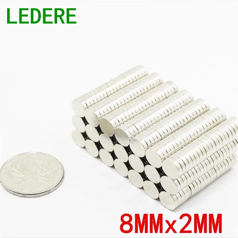 LEDERE 50pcs N35 8*2mm Round Disc Magnets 8mm*2mm Rare Earth Magnet NdFeB Strong Magnetic Magnetite Super Magnets 8x2