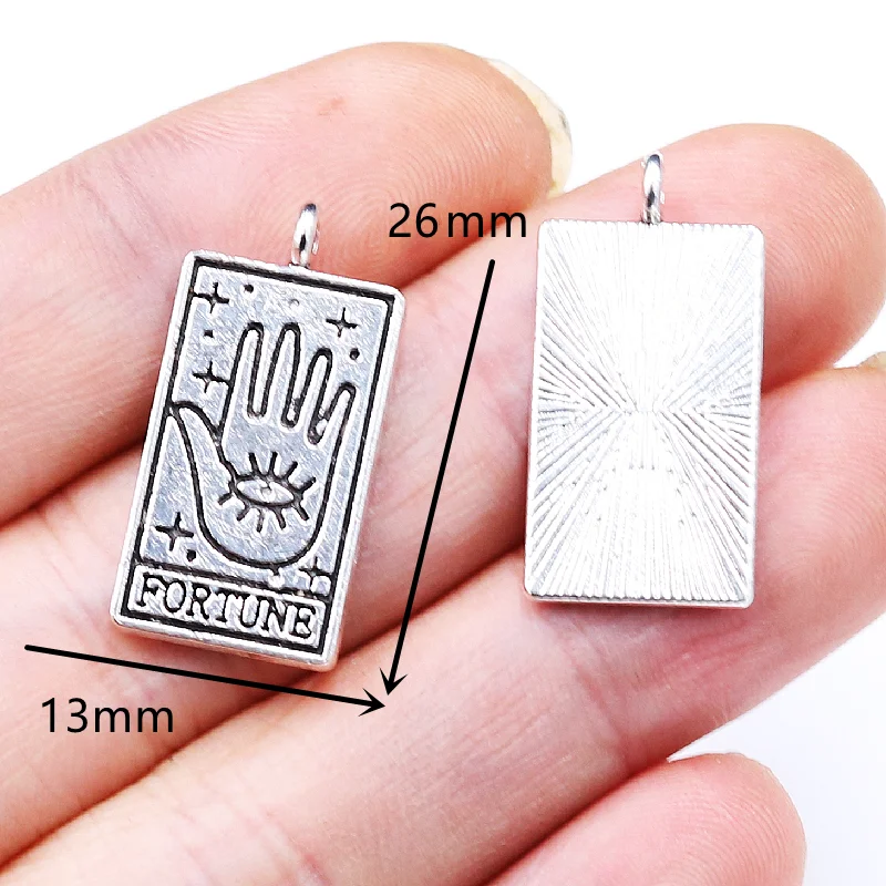 15pcs Silver Plated Witch Divination Tarot Card Moon Sun World  Pendant  DIY Charm Bracelet Necklace Jewelry Crafts Making