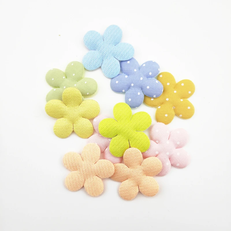 Polka Dot Flower Shape Applique for Children, Handmade Headwear Accessories, DIY Ornament Decoration, 3.2cm, 50Pcs Lot