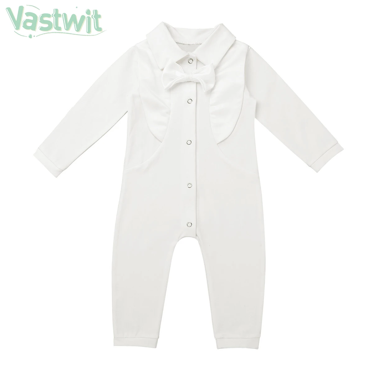 

2021 Newborn Baby Boy Clothes Gentleman Bowtie Romper Toddler Kid 1st Birthday Jumpsuit Infant Baby White Baptism Costume Outfit