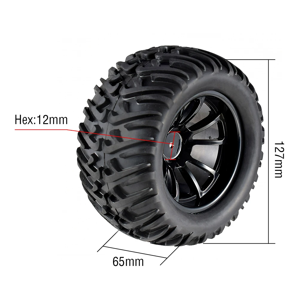 4PCS 12mm Hub 1/10 Tyre Wheel 120mm 125mm 130mm Monster Truck Tires Wheels Buggy RC Car Crawler Traxxas Scx10 Buggy