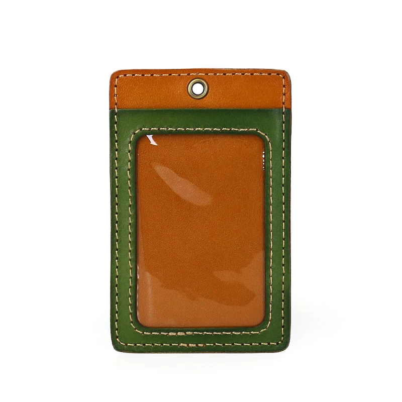 Ausweishalter für Büroarbeit, echtes Leder, Umhängeband, Rolle, Bus, Kartenetui, Rindsleder, Schlüsselanhänger, Mini-Geldbörsen