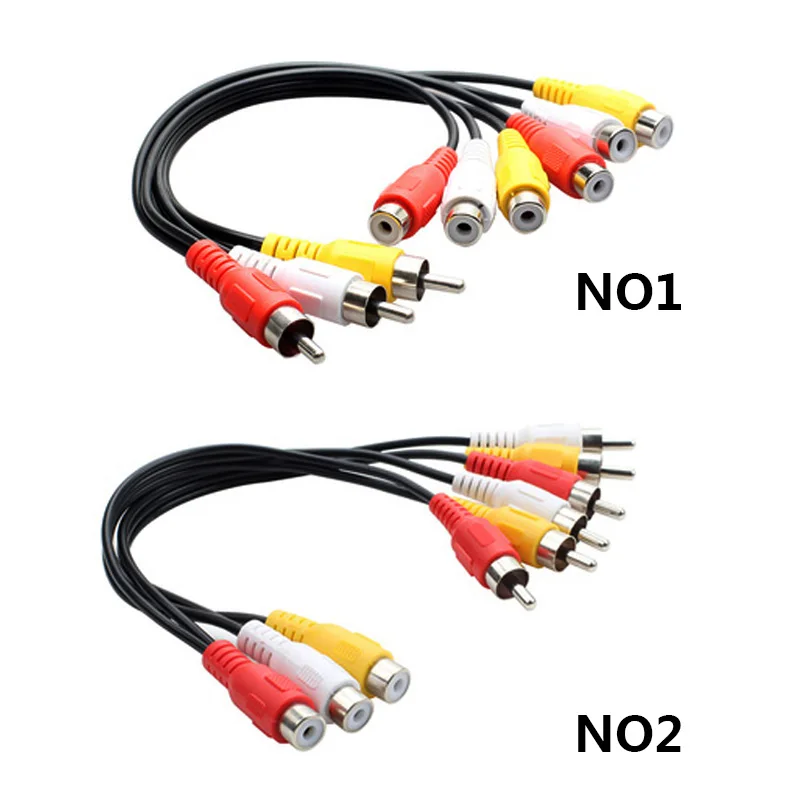 1pcs 3RCA to 6 RCA Cable High Quality Y Splitter Video Adapter Yellow to White+Red female to male