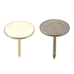 10pcs/set Upholstery Nails Flat Round Head Metal Pushpins Antique Bronze/Gold 15x19mm Vintage Tacks Stud Jewelry Box Sofa Decor