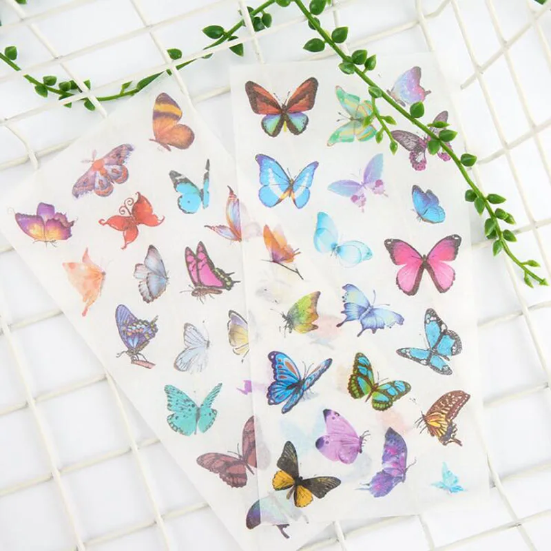 6 Pieces / Package PVC Transparent Stickers Beautiful Butterfly Decoration Album Thin Children\'S Bedroom Decoration Stickers