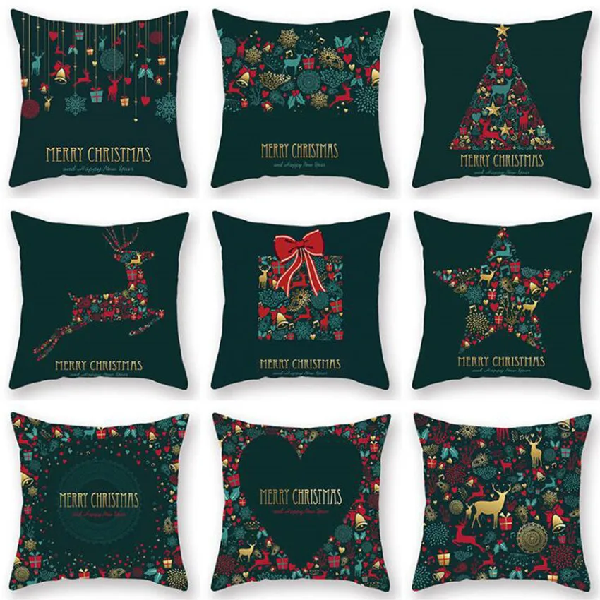 1PC 45*45cm Printed Sofa Cushion Cover Pillowcases Merry Christmas Pattern Pillow Cases Home Sofa Bedroom Car Seat Pillow Cover