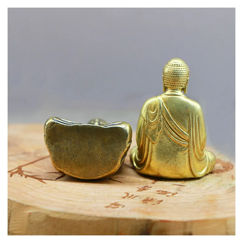 Mini Brass Buddha Statue Pocket Zen Buddha Copper India Thailand Figure Sculpture Home Office Desk Car Decorative Ornament