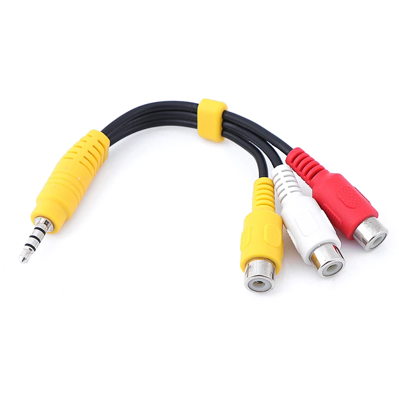 1pcs 3.5mm Aux Male Stereo to 3 RCA Female Audio Video AV Adapter Cable for High-Performance Video and Audio Playback