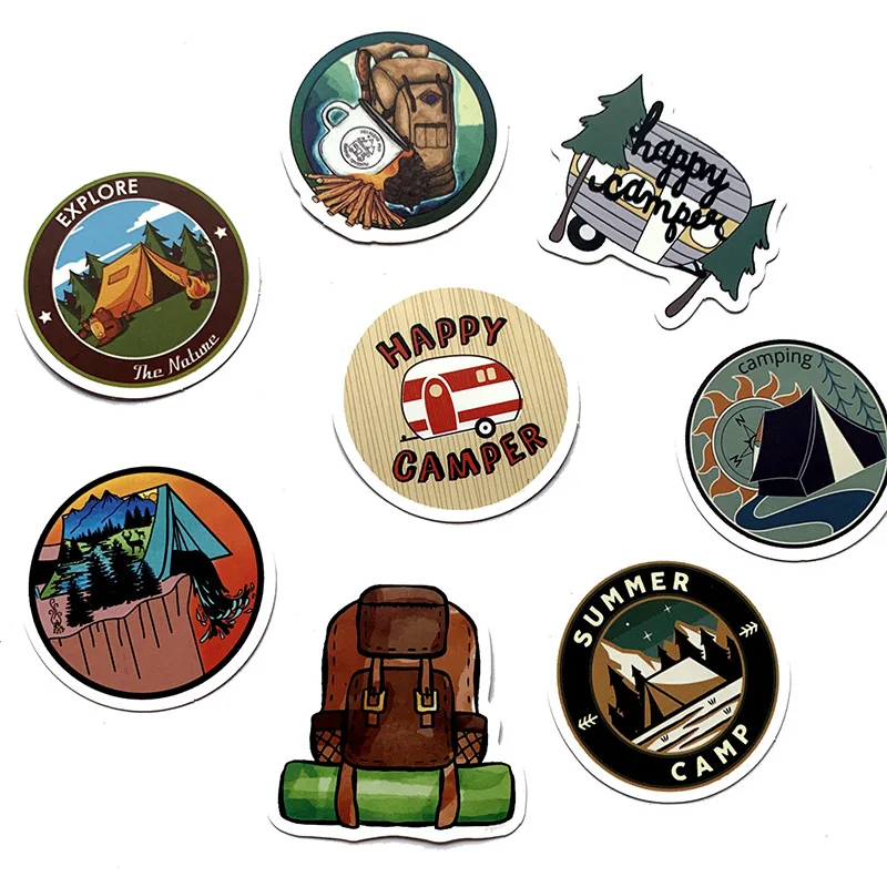 10/30/50Pcs Cartoon Go Camping Travel Stickers Waterproof Decal Laptop Motorcycle Luggage Snowboard Fridge Car Sticker