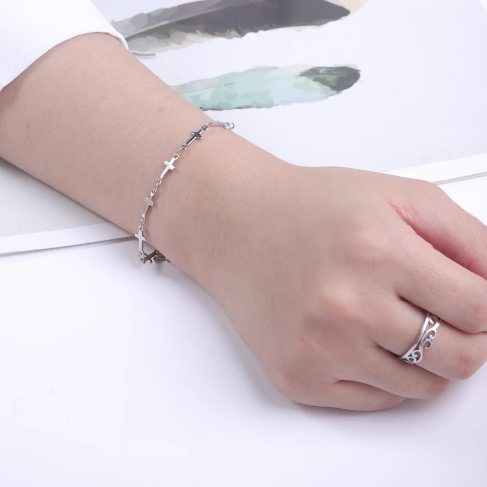 Skyrim Mode Kreuz-Armband Edelstahl Verstellbare Armbänder Jesus Christlicher Schmuck Geschenk für Frauen Großhandel – Detail 3