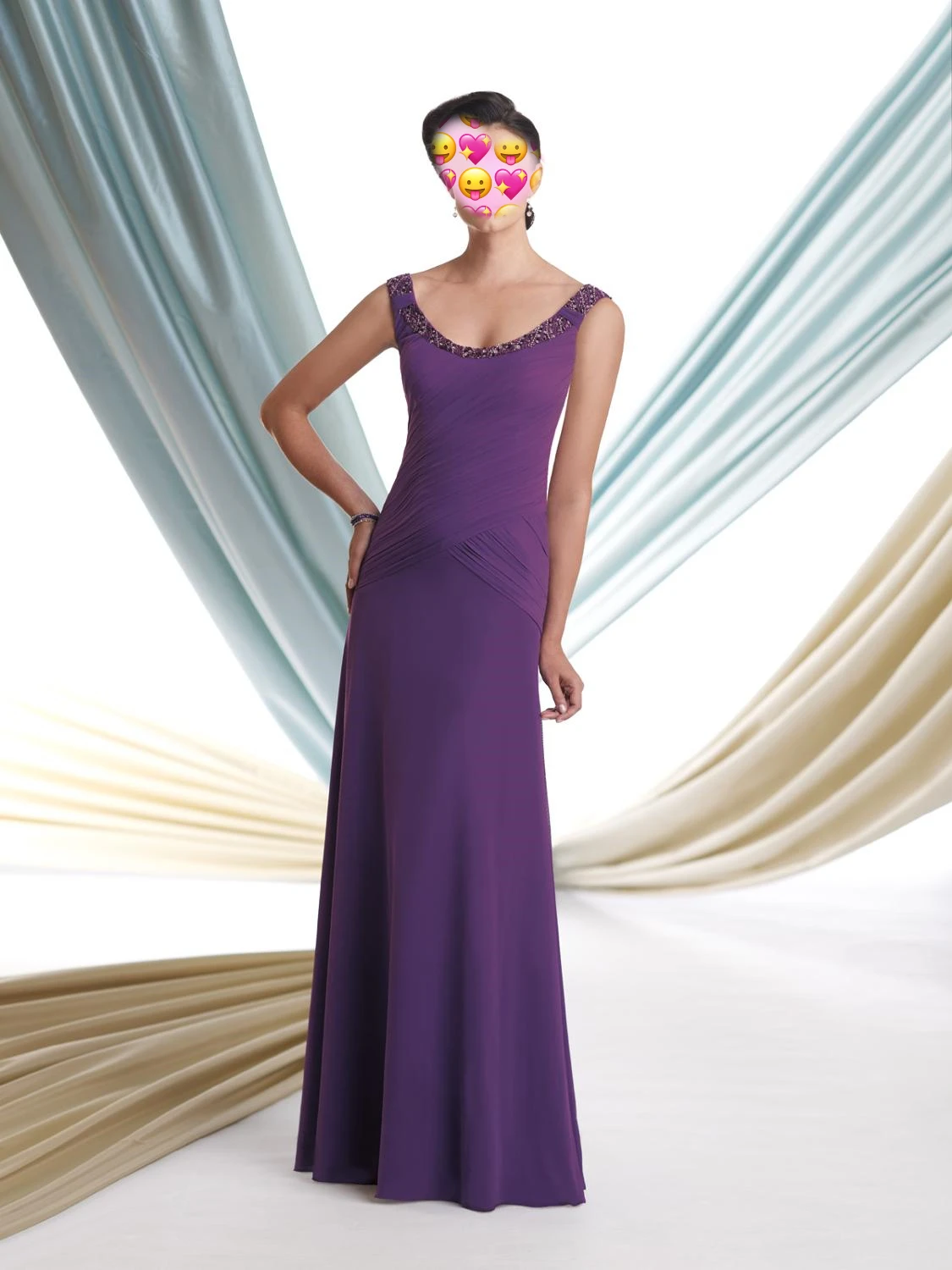 

Purple Mother Dresses Shawl Back Evening Dresses For Weddings vestido de festa para mae da noiva Dress for Women Chiffon Beading
