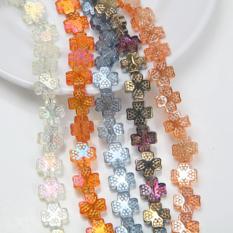 20PCS 12mm AB 색상 꽃 유리 스페이서 비즈 DIY 목걸이 팔찌 액세서리 빛나는 크리스탈 비즈 귀걸이에 대 한 매력
