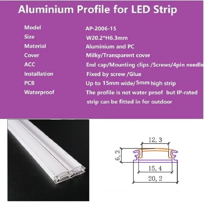 Imagem -04 - Tira de Parede Perfil de Alumínio Led Conn 530 Peças de 100cm sem Costura Perfil de Alumínio 15 mm 5v 12v 24v para Montagem no Teto Linear de Casa