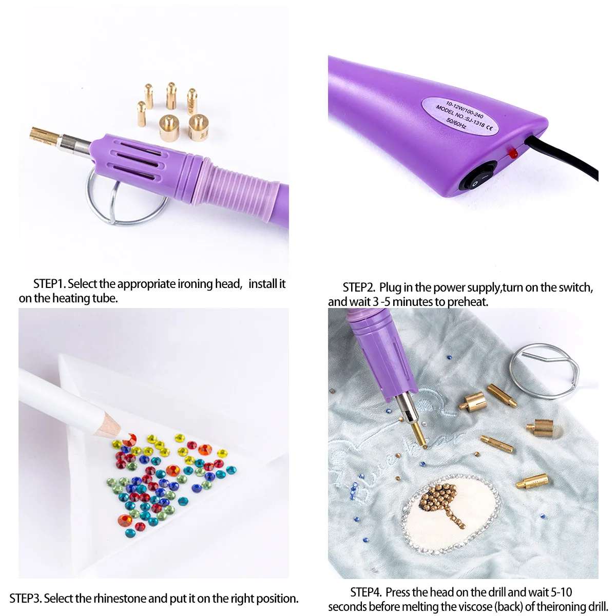 Crystal DMC Hot Fix Rhinestone with Hotfix Applicator Kit Glass FlatBack Hot-melt Adhesive Rhinestones Wand Strass