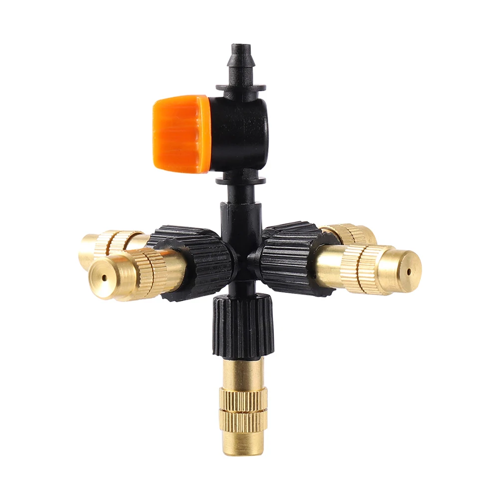 Hanging With Valve  4/5/6/7 Way Brass Misting Nozzle Adjustable Atomization Cooling Sprinkler Kit Garden Flowerbed Watering Kit