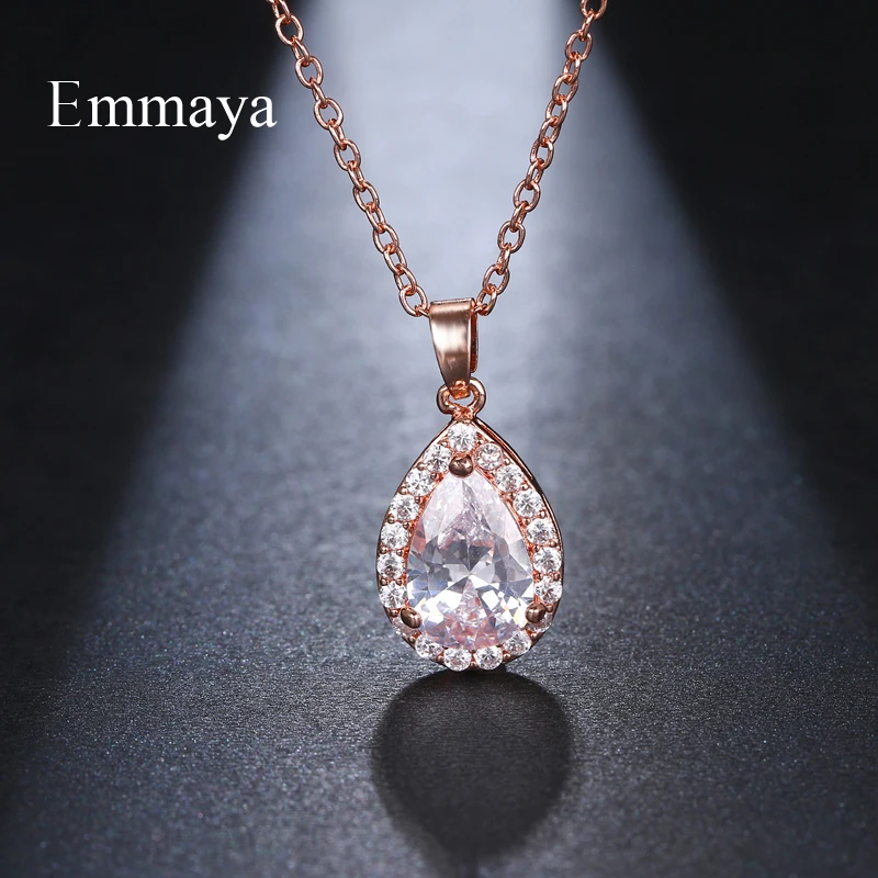 Emmaya Fashion Zircon Necklaces for Women Gold Rose Gold color Wedding/Party Necklace Valentine's Day Gifts
