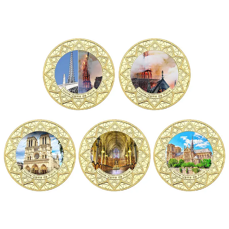France Notre-Dame De Paris Gold Collectible Coins with Coin Holder Challenge Coin Original Medal Souvenirs Gifts Dropshipping