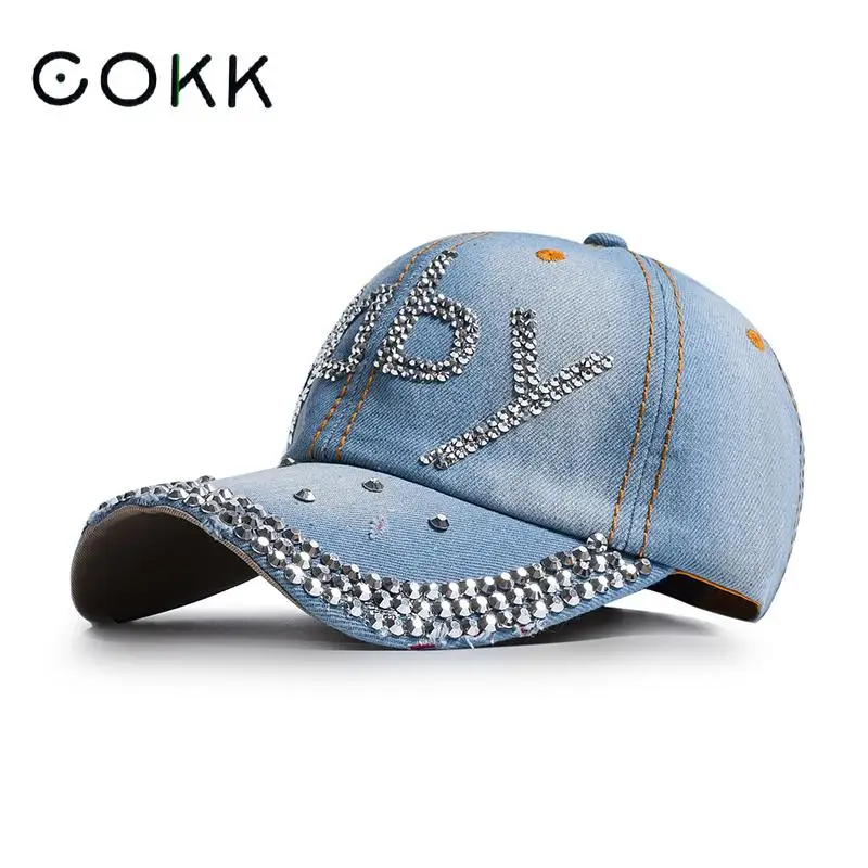 COKK Denim Cap Summer Autumn Cowboy Baseball Cap Rivet Letter Baby Ladies Hats Casual Sun Visor Outdoor Fashion Vintage Hip Hop