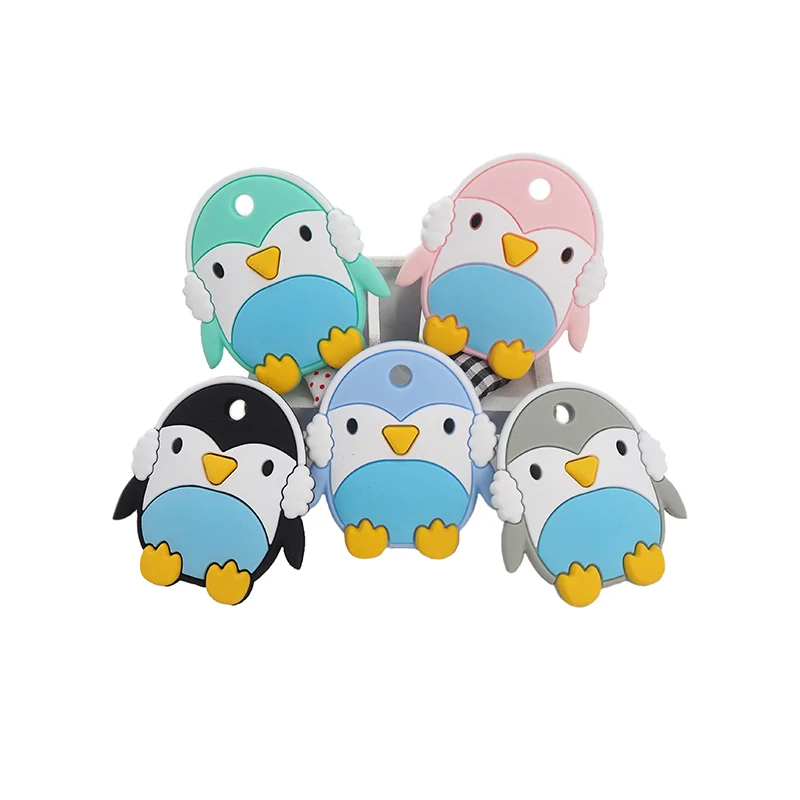 

Chenkai 50PCS BPA Free Silicone Baby Penguin Teether Animal Teething Food Grade For Baby Chewable Pacifier Pendant Accessories